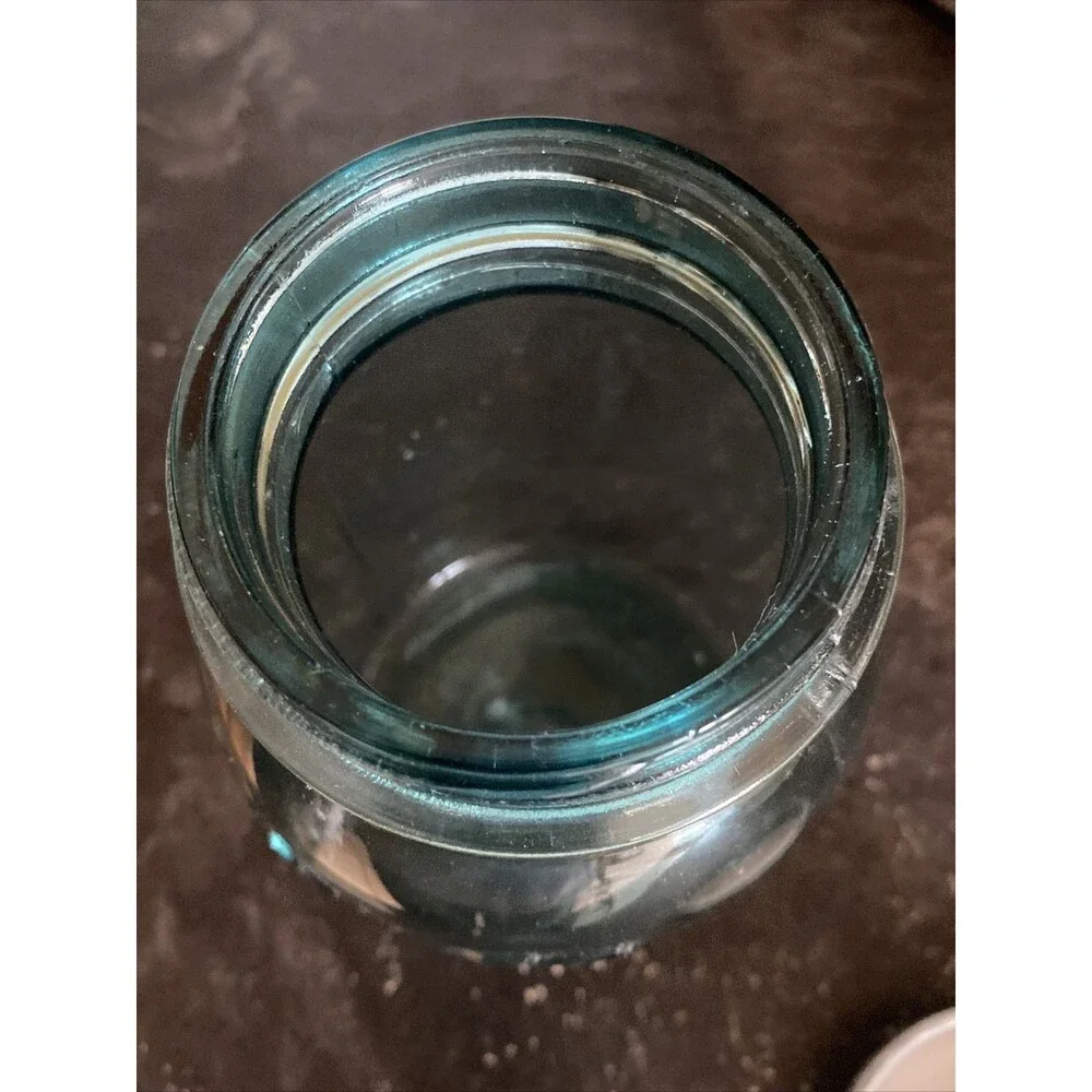Vintage 1923~1933 BALL PERFECT MASON #5 BLUE Mason Canning Jar Zinc Lid Bubbles